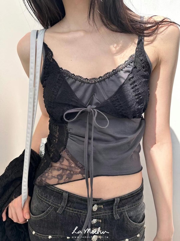 蕾絲拼接不規則背心(闆娘.花花清單)